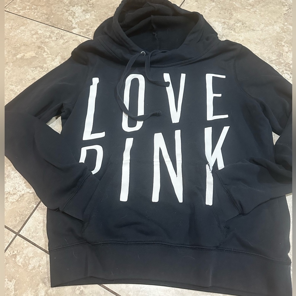 Victoria's Secret Black Hoodie with White Accents